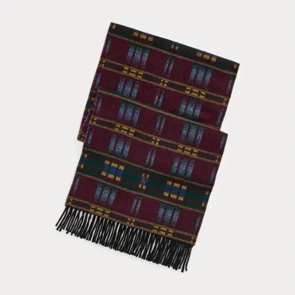 RALPH LAUREN Patterned Wool-Blend Jacquard Scarf